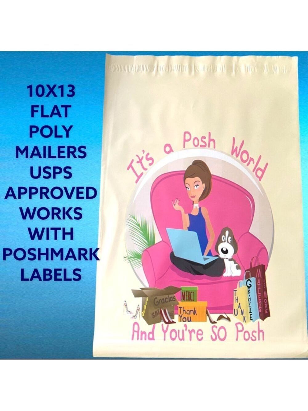 25 10X13 Poly Mailers Posh World PRICE IS FIRM - Picture 13 of 16